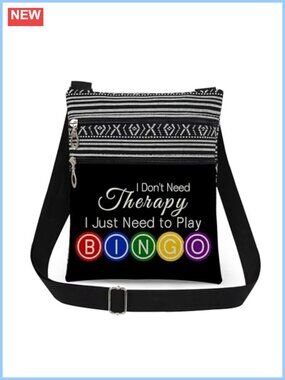 Bingo Crossbody Bag Adjustable Strap Zipper Polyester Gift for Bingo Lovers